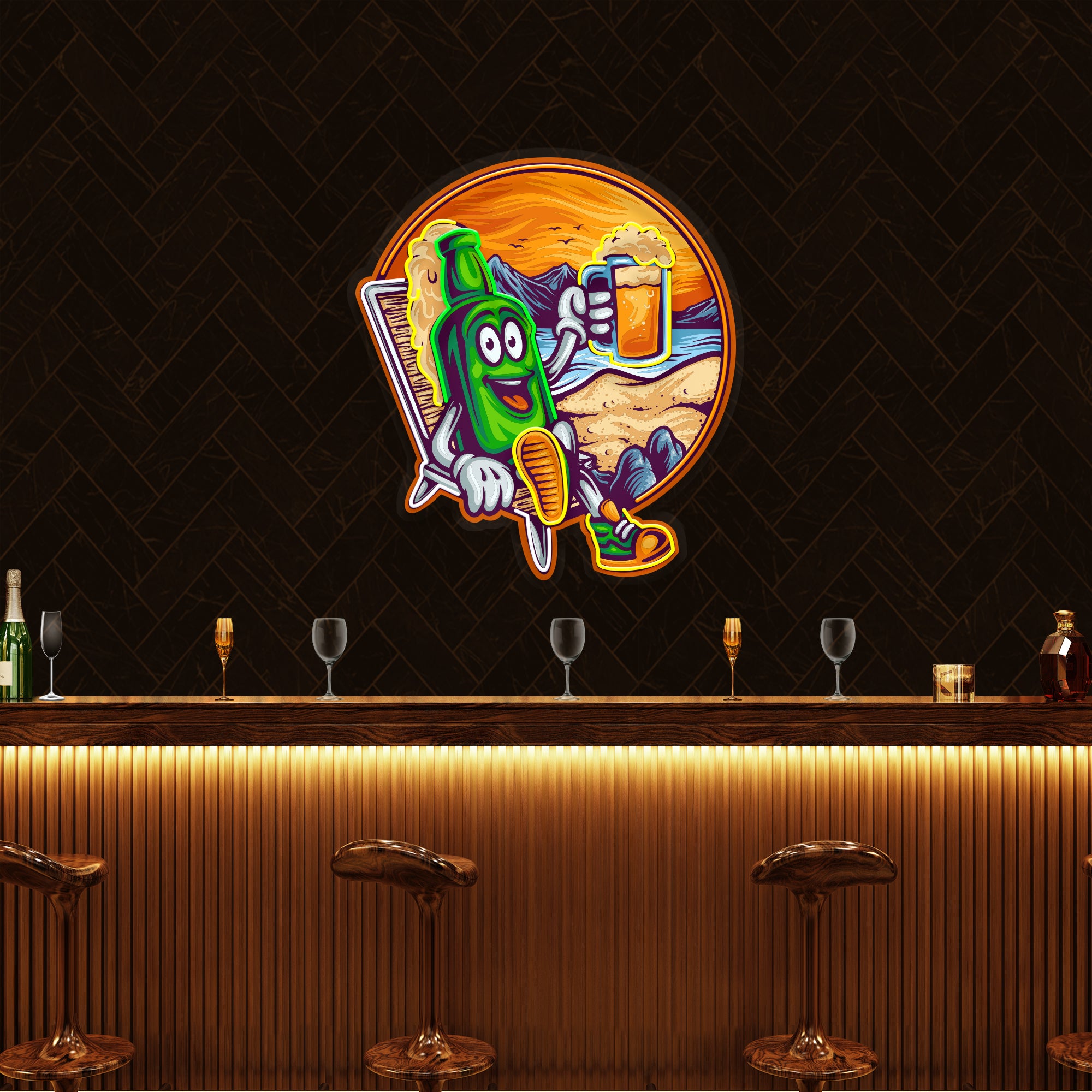 Custom Name Cute Summer Vintage Beer Bottle Decor Artwork Led Neon Sign Light Custom Name Cute Summer Vintage Beer Bottle Decor Artwork Led Neon Sign Light