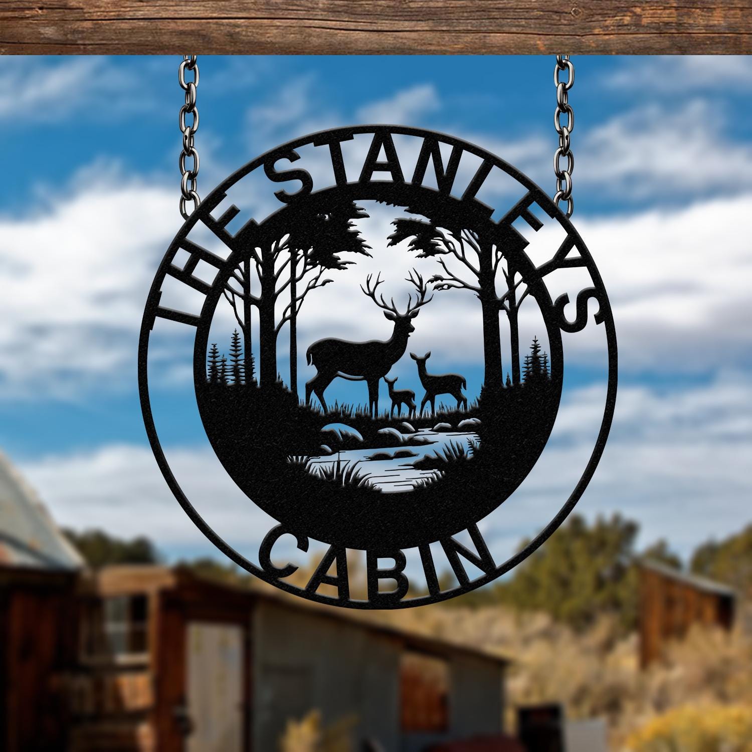 Custom Metal Family Deer Sign, Deer Cabin Sign, Cabin Sign, Nature Metal Sign, Outdoor Decor, Deer Hunter Gift, Lodge Sign, Cottage Decor