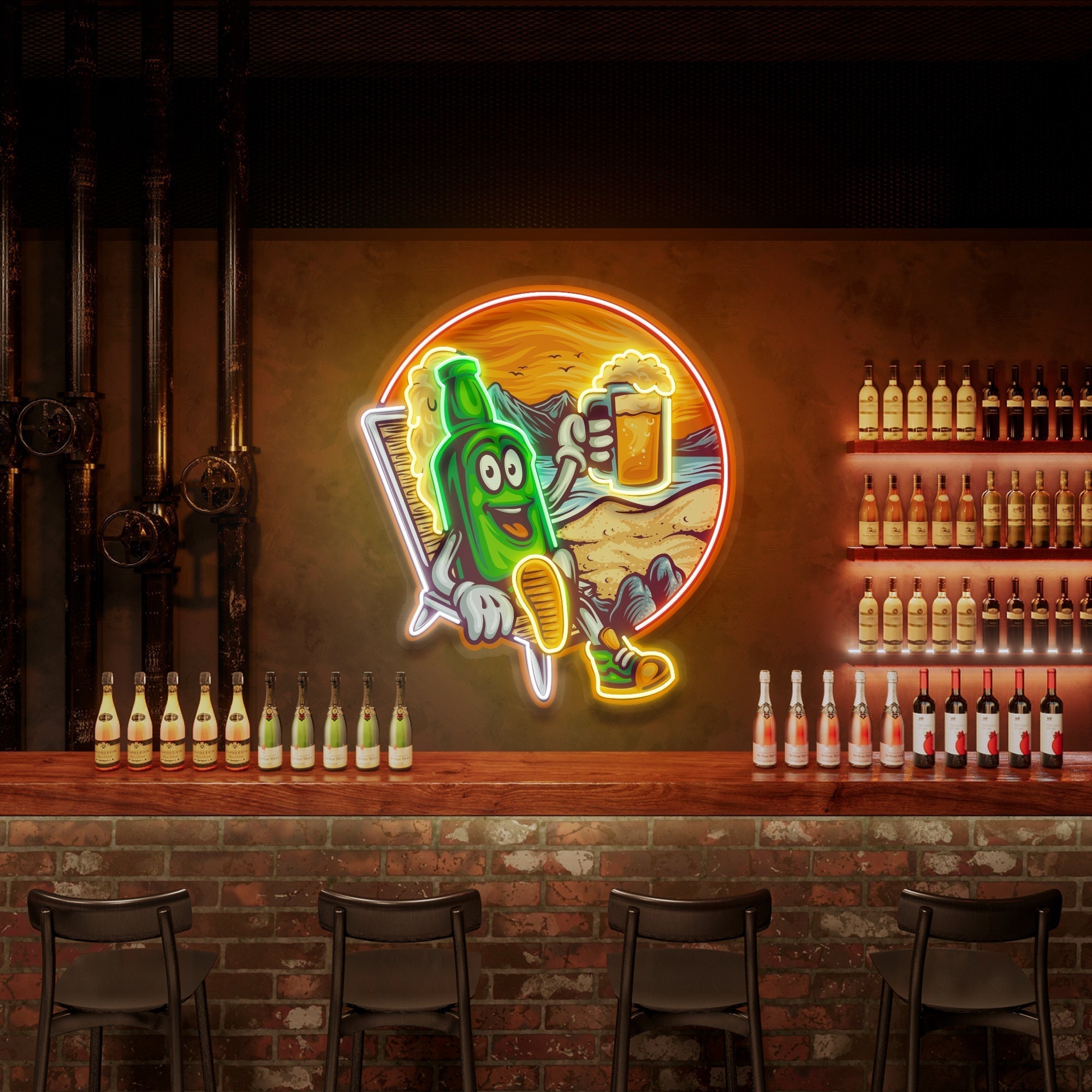 Custom Name Cute Summer Vintage Beer Bottle Decor Artwork Led Neon Sign Light Custom Name Cute Summer Vintage Beer Bottle Decor Artwork Led Neon Sign Light