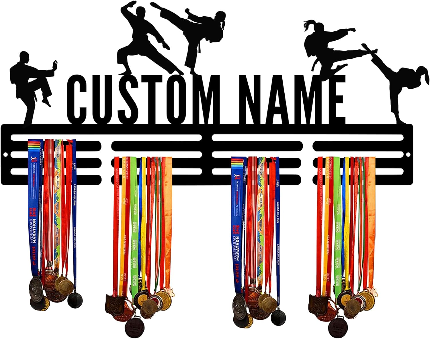Custom Taekwondo Medal Hanger Display Holder Rack for Awards Ribbons - Personalized Player Name Sports Race Ribbon Display Wall Rack Frame Shelf Bedroom Wall Decor - Gift for Teens Boys Girls Adults | GearViral