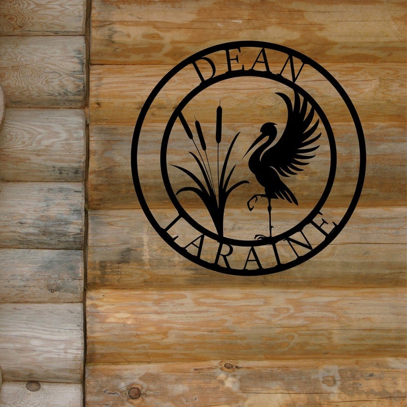 Egret Metal Wall Art Personalized Family Name Or Address Cabin Garden Porch Yard Farmhouse Decor Steel Sign Hanging Color Options | GearViral Egret Metal Wall Art Personalized Family Name Or Address Cabin Garden Porch Yard Farmhouse Decor Steel Sign Hanging Color Options | GearViral